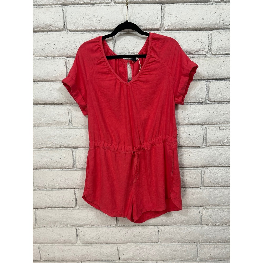 Universal Thread Salmon Pink Linen Blend Short Sleeve Romper XS